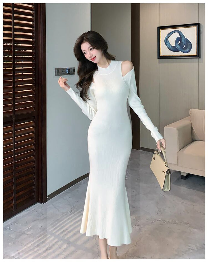 【dress】オフショルダーニットワンピース　M28025