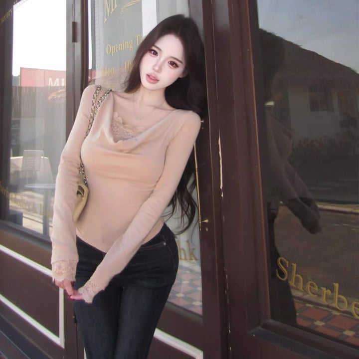 【tops】レースドッキングトップス Q7930