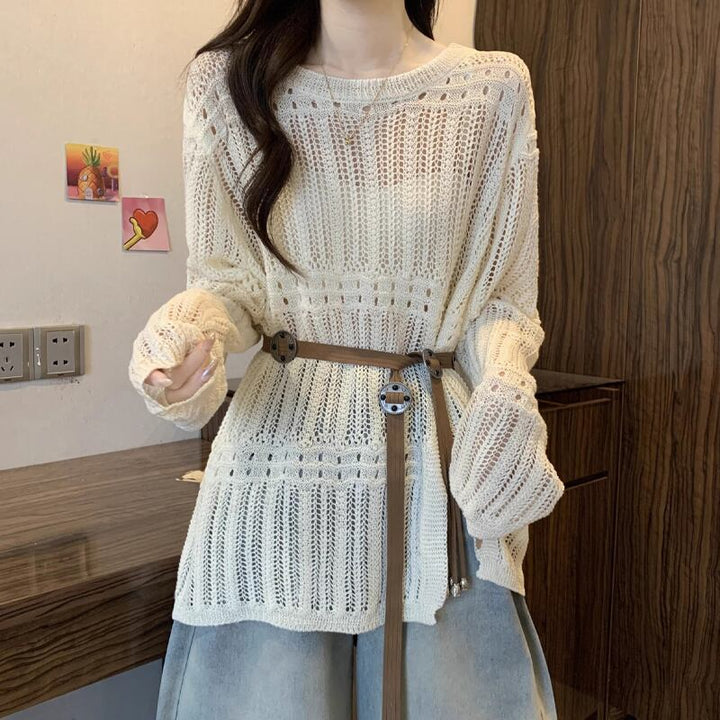 【tops】透かしニットトップス Q8304