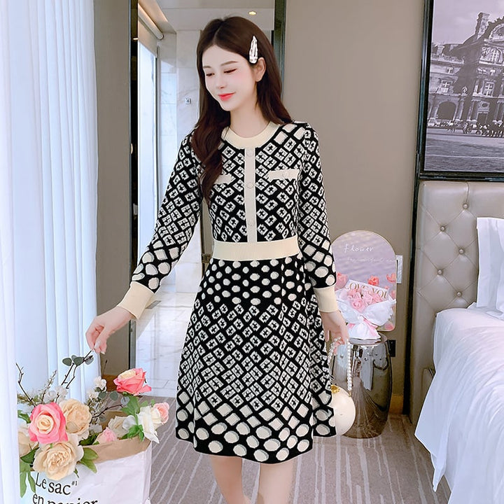 【dress】クルーネックニットワンピース　M18339