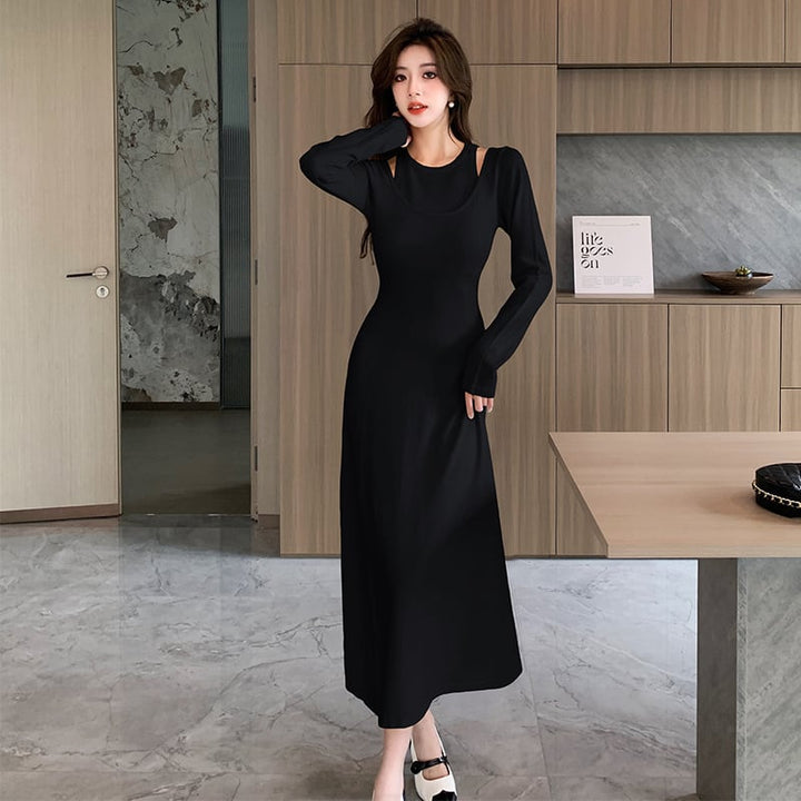 【dress】輝いて超人気 ! 切り替えニットワンピース　M17585