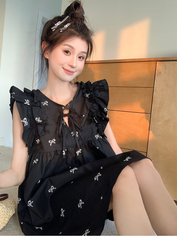 【dress】リボン刺繍ワンピース　M25039