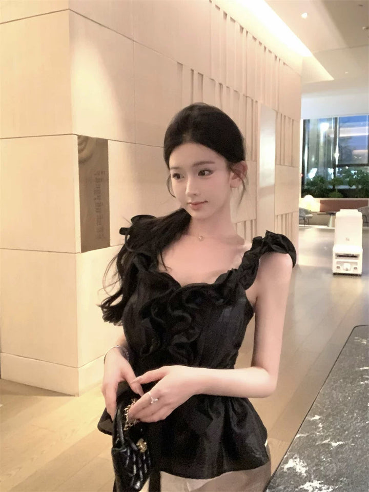 【tops】リボン付きギャザーフリルトップス Q8639