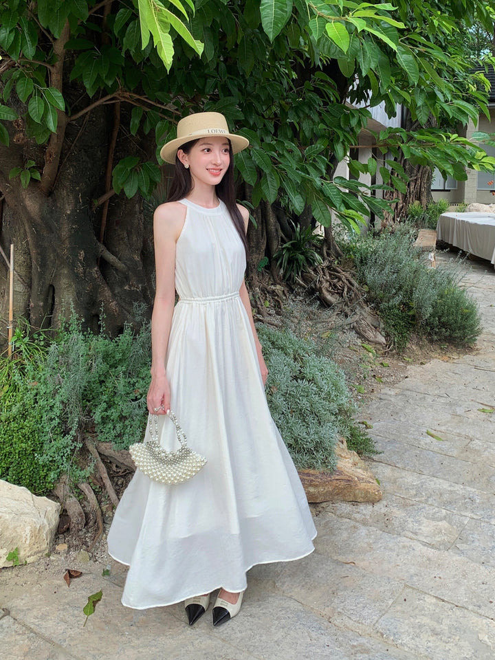 【dress】ノースリーブバックリボンロングワンピース Q8650