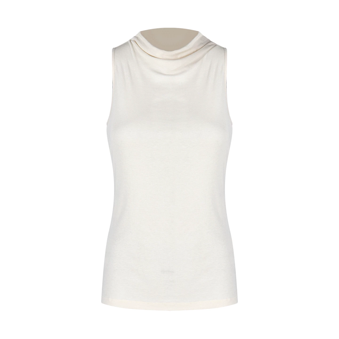 【tops】3色展開ノースリーブドレープドネックトップス Q8581
