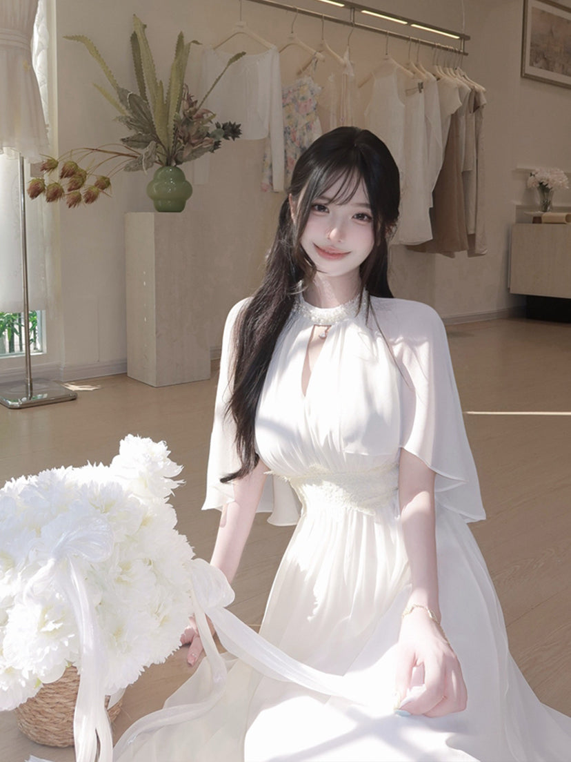 【dress】パール付きロングワンピース Q8684