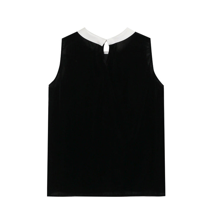 【tops】ベルベットノースリーブ配色トップス Q8751