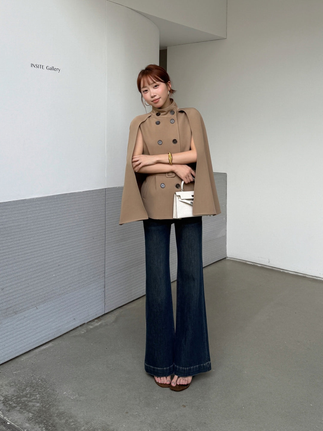 【outer】2色展開ケープコート Q8986