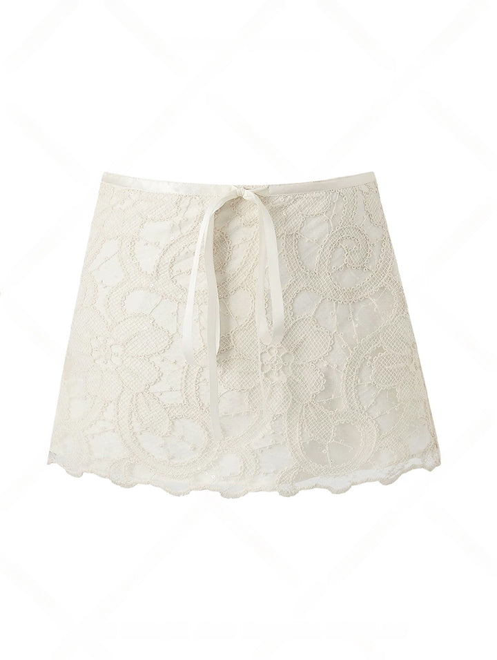 【set】レーストップス×ミニスカートセット Q8887