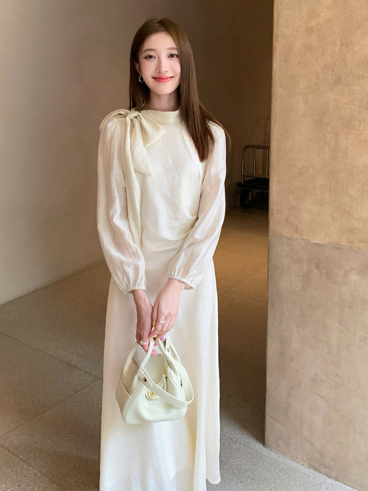 【dress】リボン付きロングワンピース Q8961