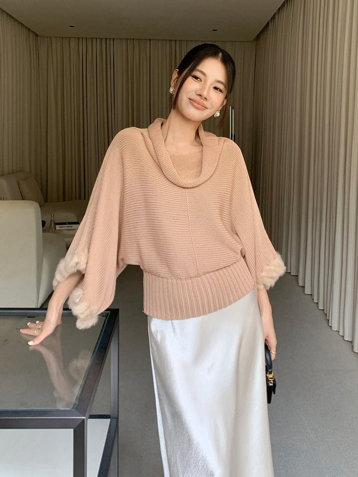 【tops】ファードッキングニットトップス Q9236