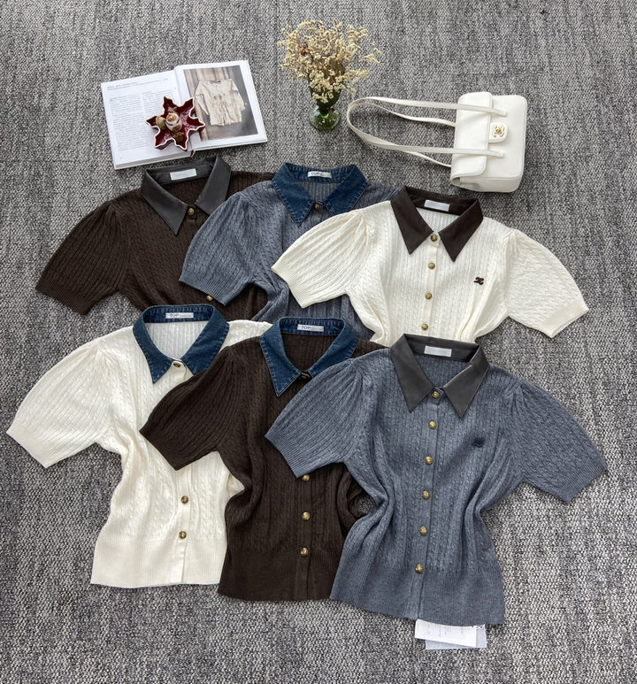 【tops】ポロネックニットトップス Q8938
