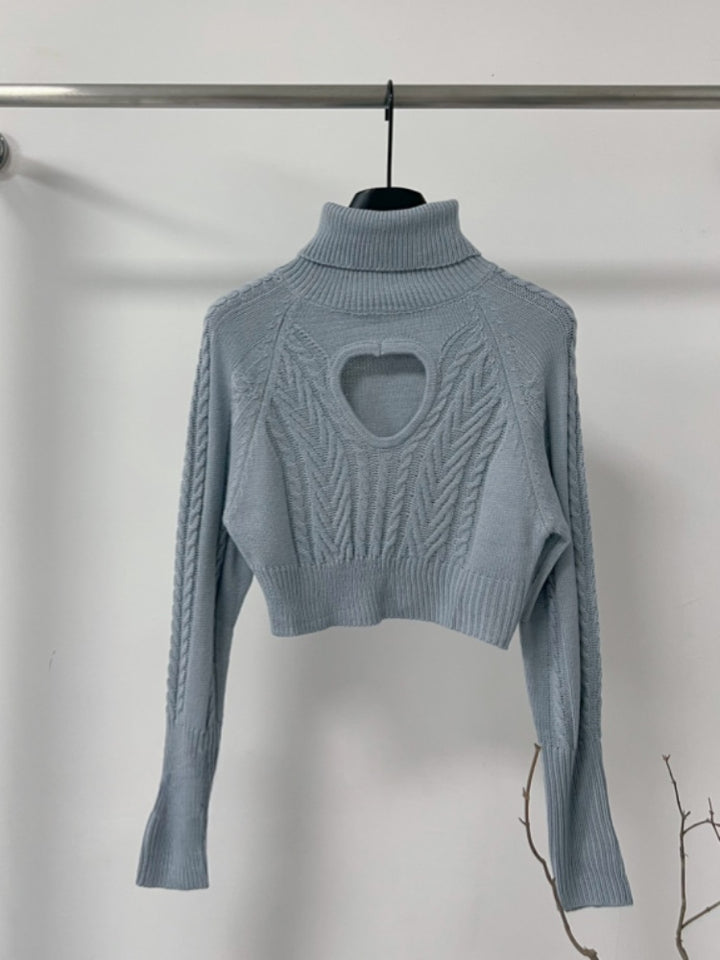【tops】フロントカットハイネックニットトップス Q9338