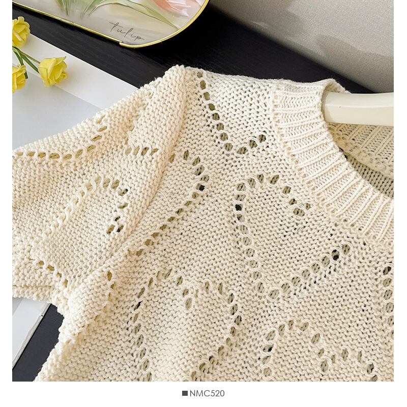【tops】カットワークニットTシャツ　M29971