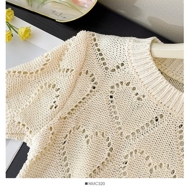 【tops】カットワークニットTシャツ　M29971