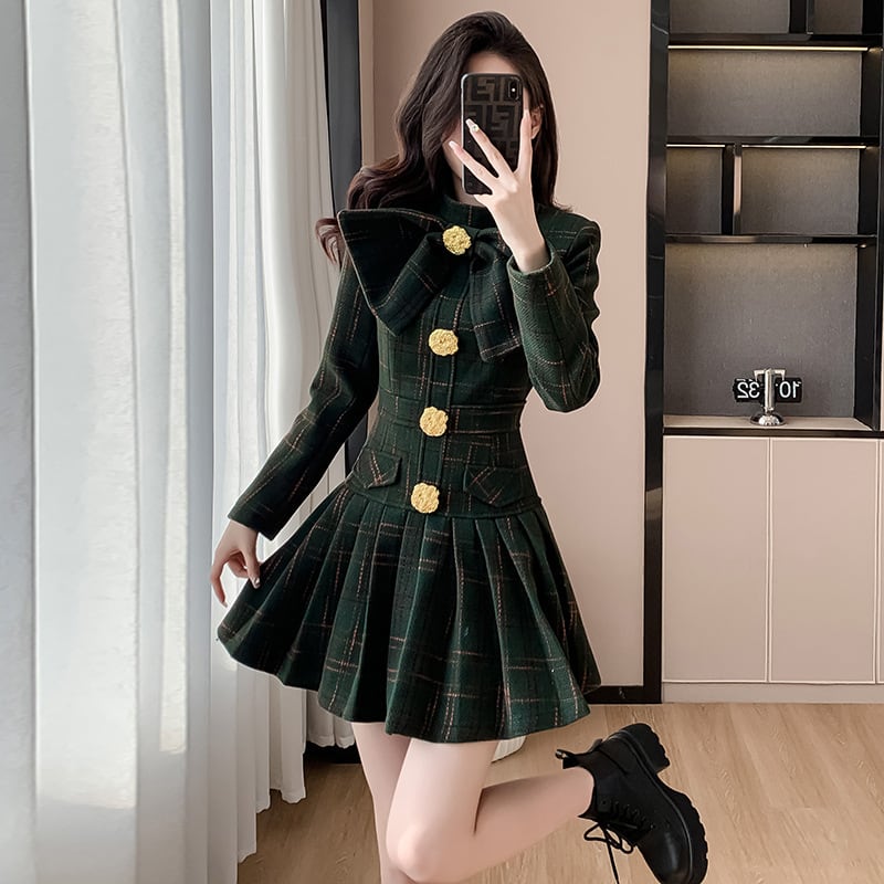 【dress】リボン付きラシャ生地ワンピース　M26550