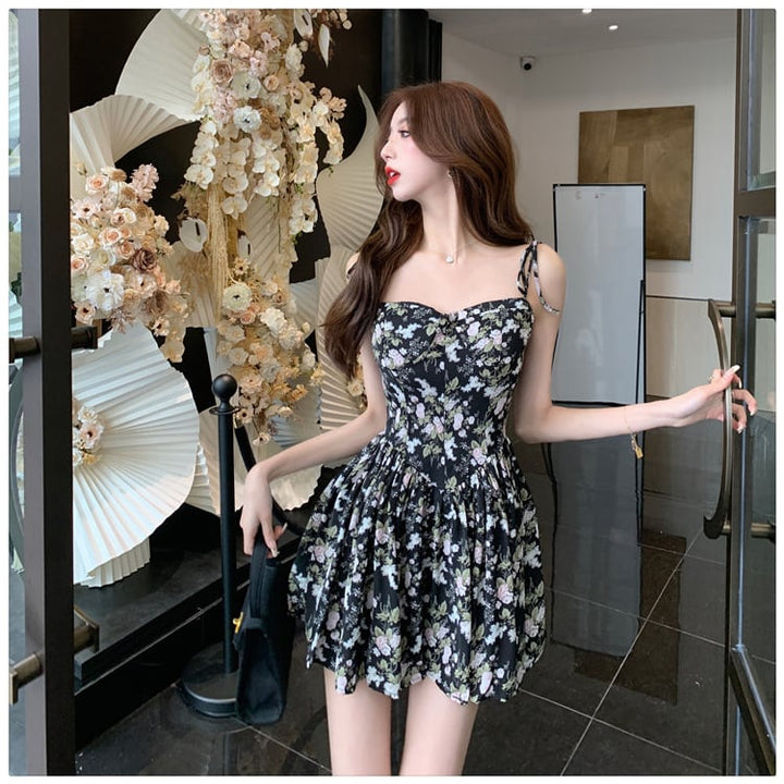 【dress】細身効果抜群♪花柄キャミワンピースオシャレ　M17224