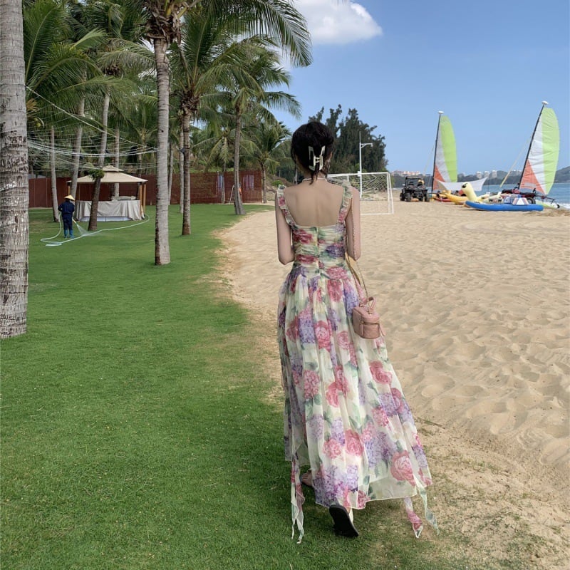【dress】優しい雰囲気スウィート花柄キャミワンピース　M17457
