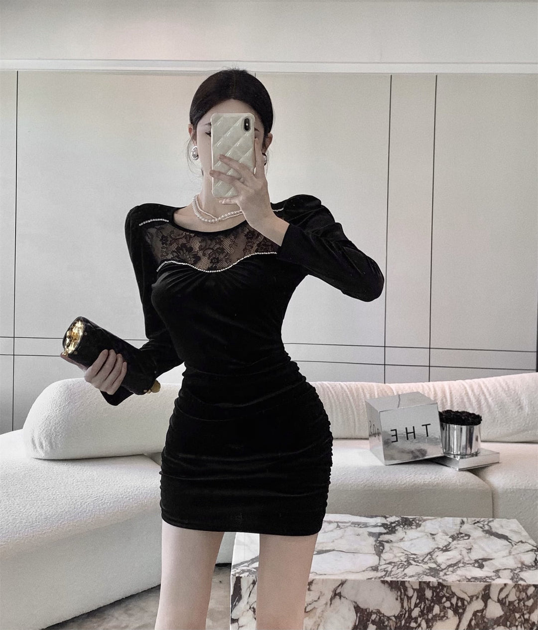【dress】レース切り替えデートワンピース　M26639