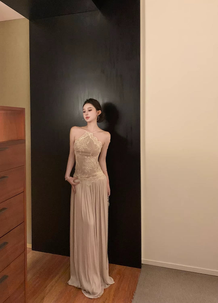 【dress】レースドッキングロングキャミワンピース Q8396