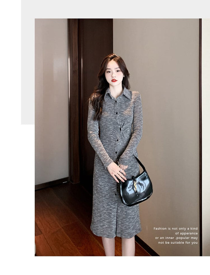 【dress】ボタンデザインニットワンピース　M17994