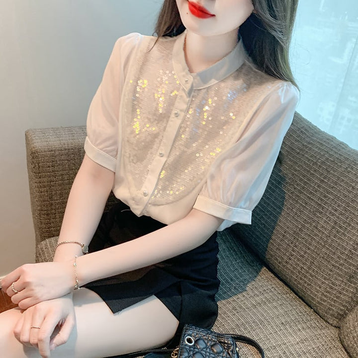 【tops】存在感 スウィートオシャレシャツトップス　M16788