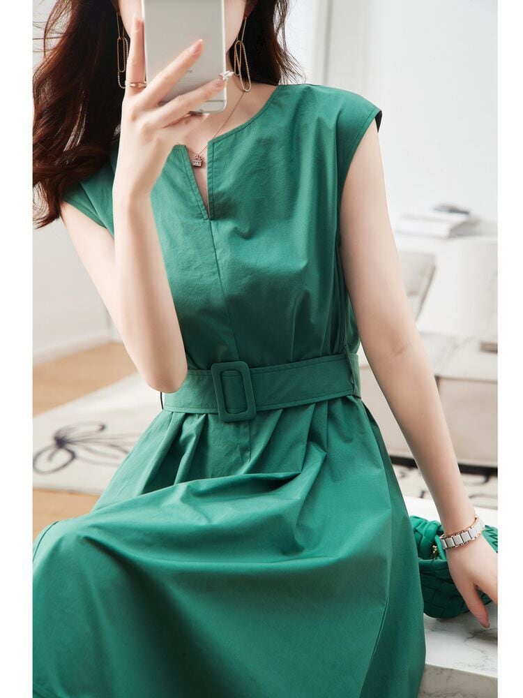 【dress】話題沸騰中 オシャレシンプルノースリーブワンピース　M16855