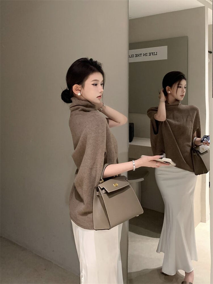 【tops】ハイネックニットケープ　M27049