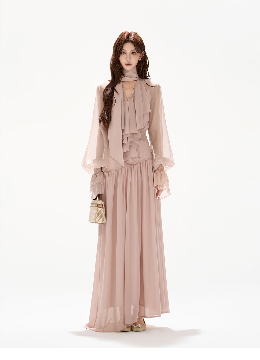 【dress】ボウタイロングワンピース　N3492