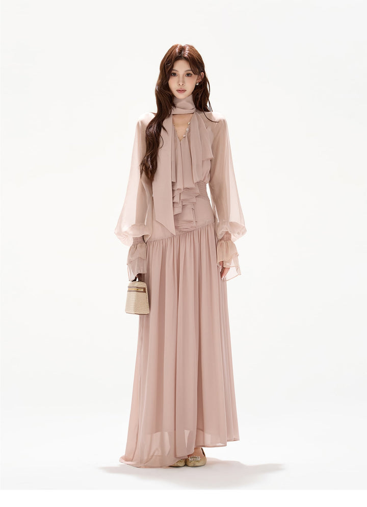 【dress】ボウタイロングワンピース　N3492