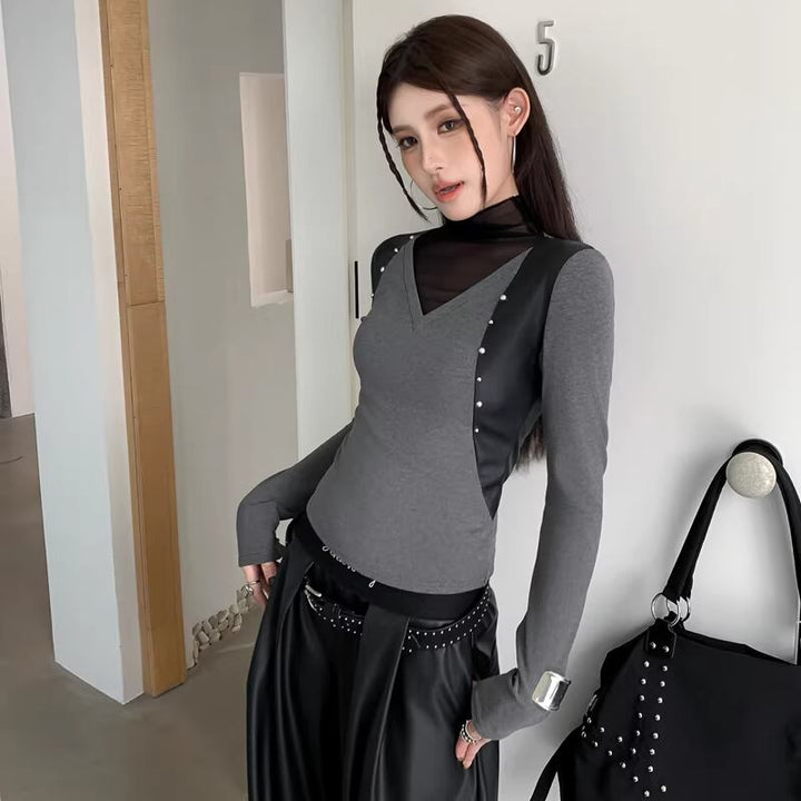 【tops】チュールドッキングトップス Q8178