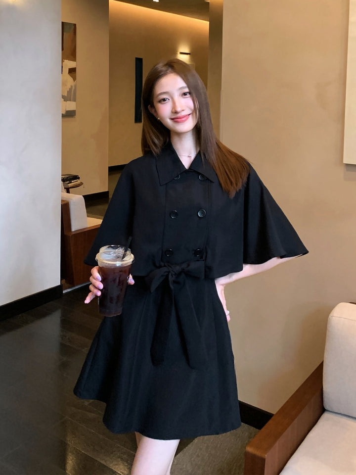 【dress】半袖ケープワンピース Q8963