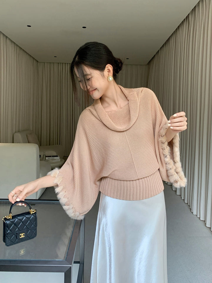【tops】ファードッキングニットトップス Q9236