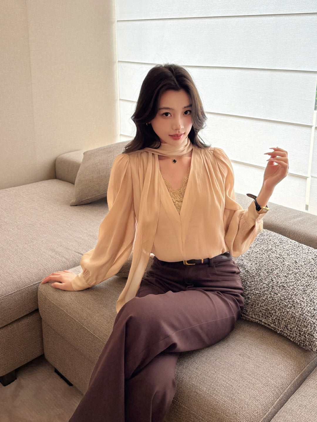 【tops】レースドッキングトップス Q8970