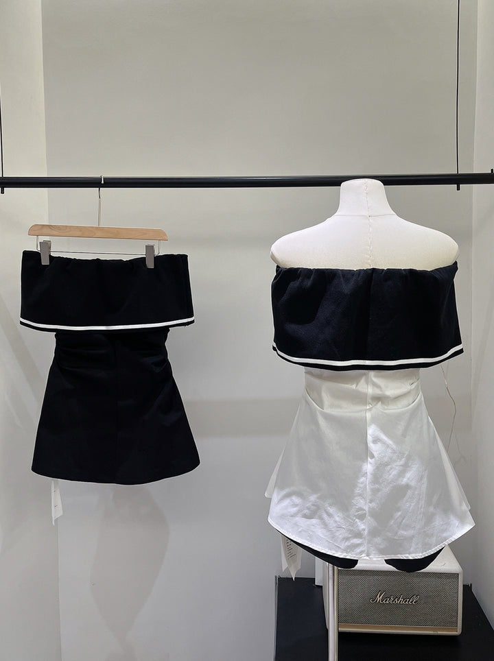 【tops】オフショルダーニットドッキングトップス Q8698