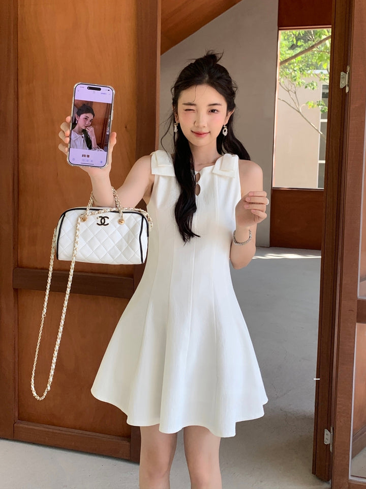 【dress】リボン付きミニベストワンピース Q8667
