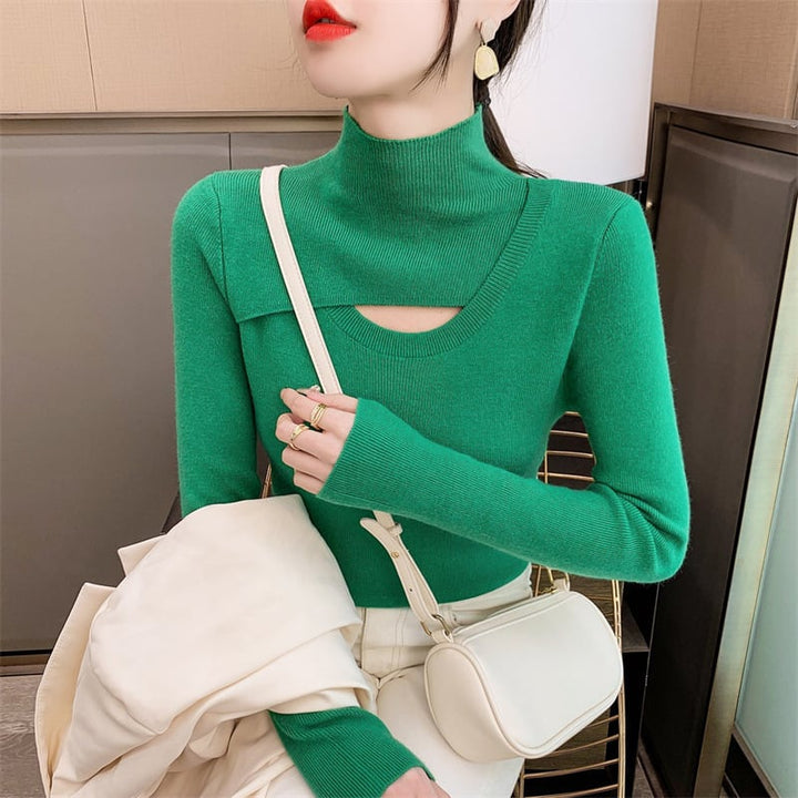 【tops】カットワークニットトップス　M18236
