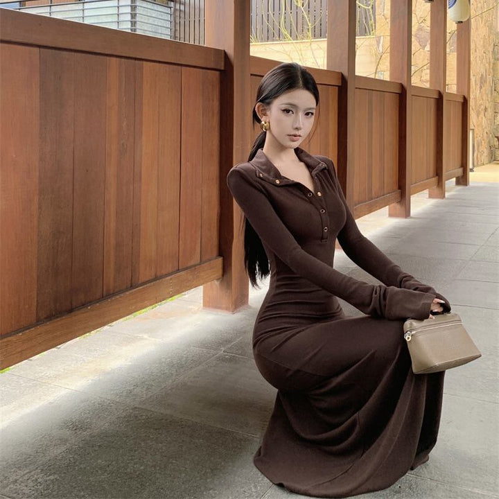 【dress】ロングＶネックワンピース Q7114