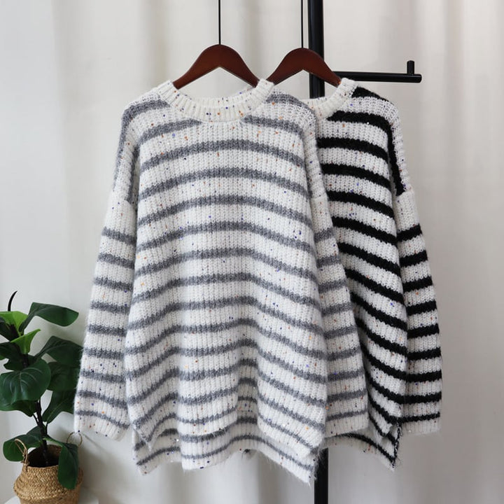 【tops】ボーダー柄ニットセーター　M27014