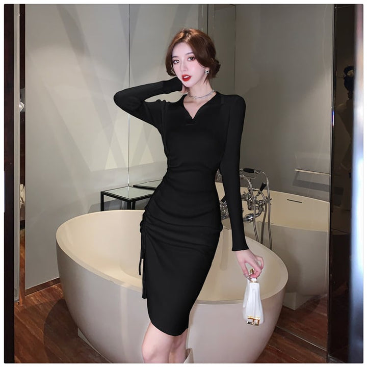 【dress】話題沸騰中 オシャレスリットニットワンピース　M17466