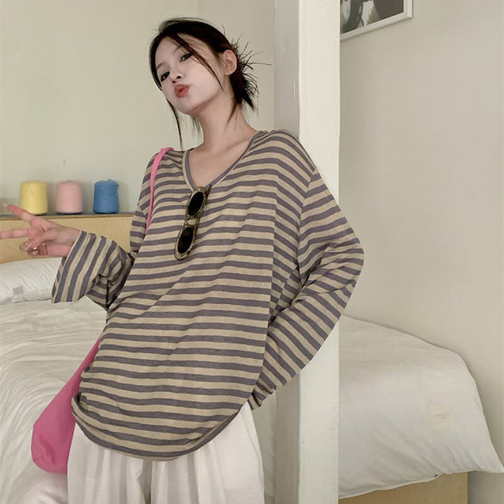 【tops】ボーダー柄長袖Tシャツ　M25168