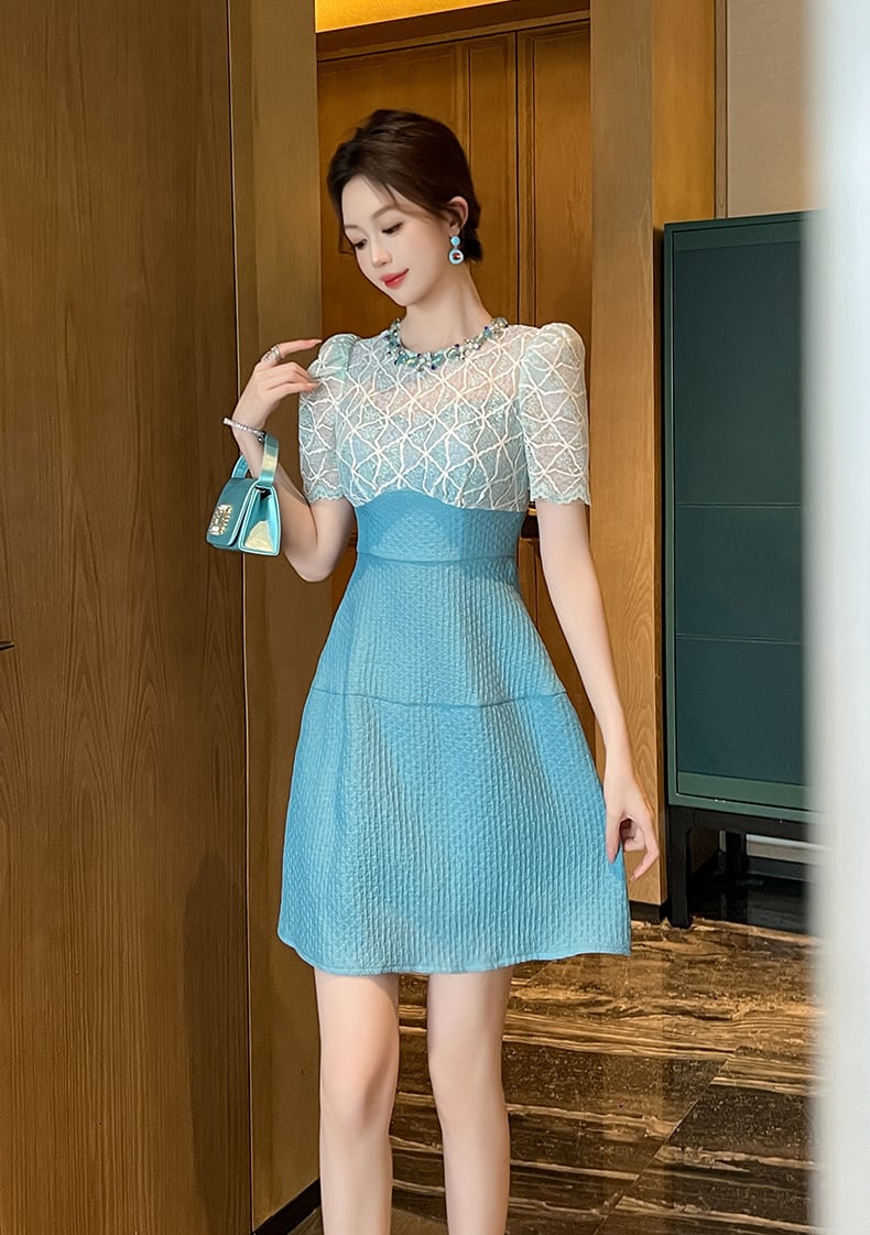 【dress】レース切り替えワンピース　M24878
