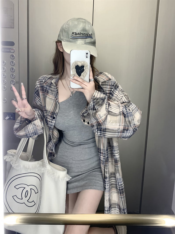 【set】シャツトップス×ワンピースセット　M25656