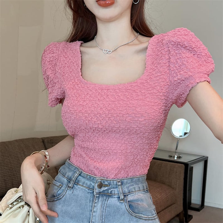 【tops】パフスリーブTシャツ　M25094