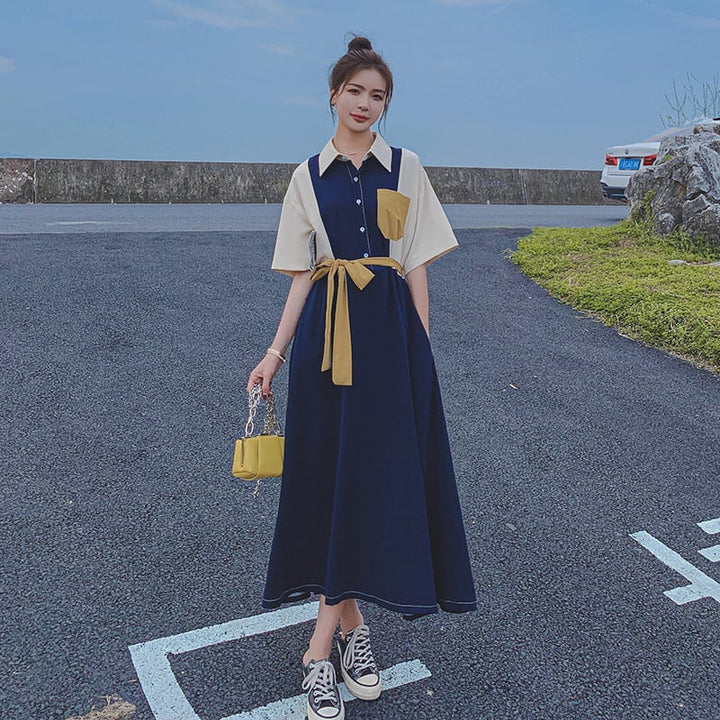 【dress】高級感 ファッション切り替えシャツワンピース　M16803