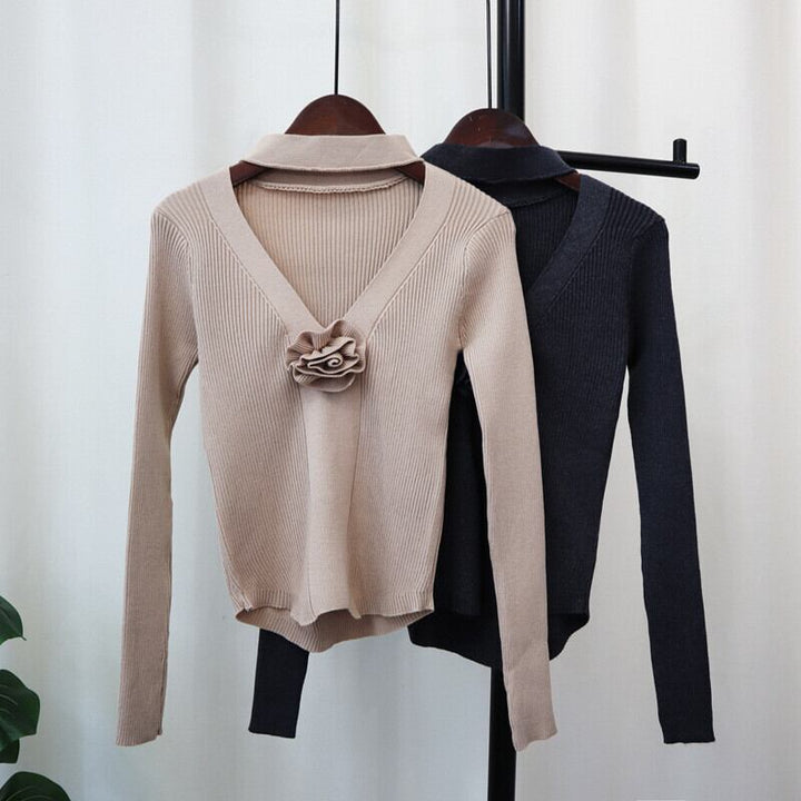 【tops】立体フラワーニットトップス　M28631