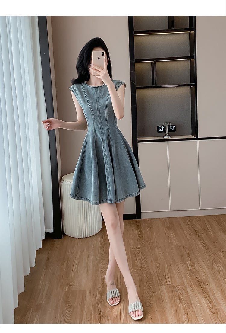 【dress】ノースリーブデニムワンピース　M24565