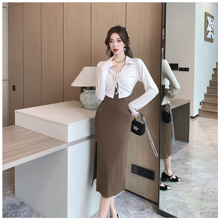 【dress】好感度UP切り替えスリットデートワンピース　M17625