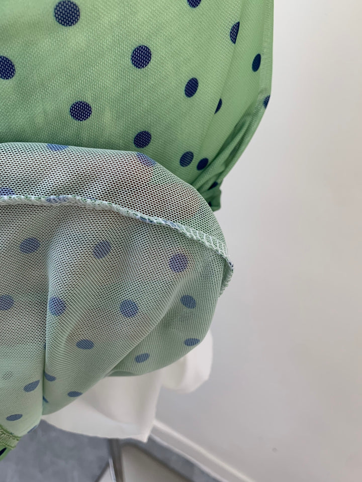【dress】スカーフ付きドット柄ホルターネックミニワンピース Q8530