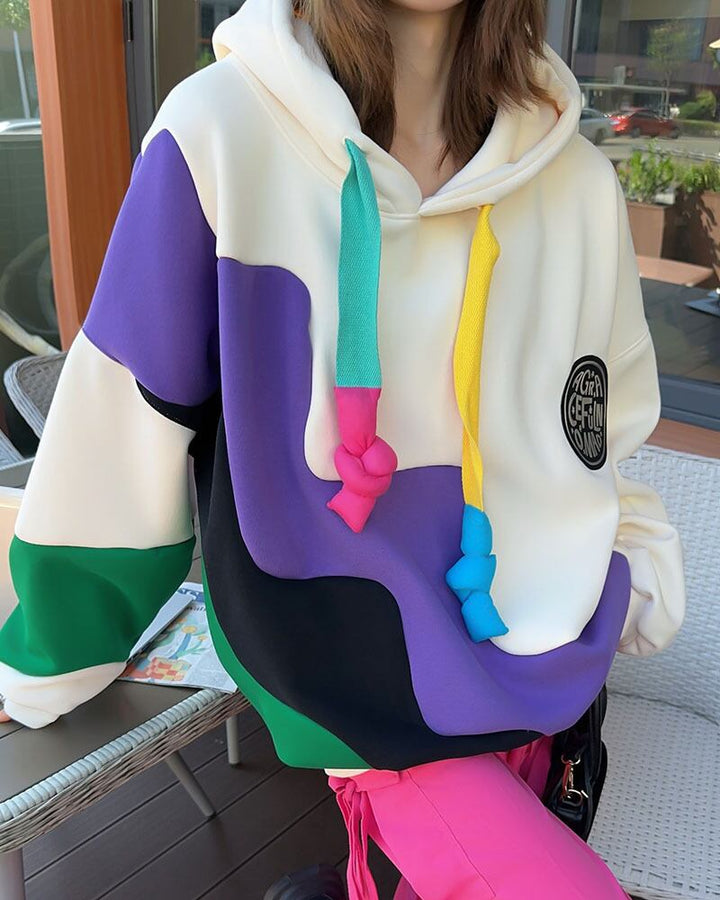 【tops】裹起毛配色フーディー　M18456